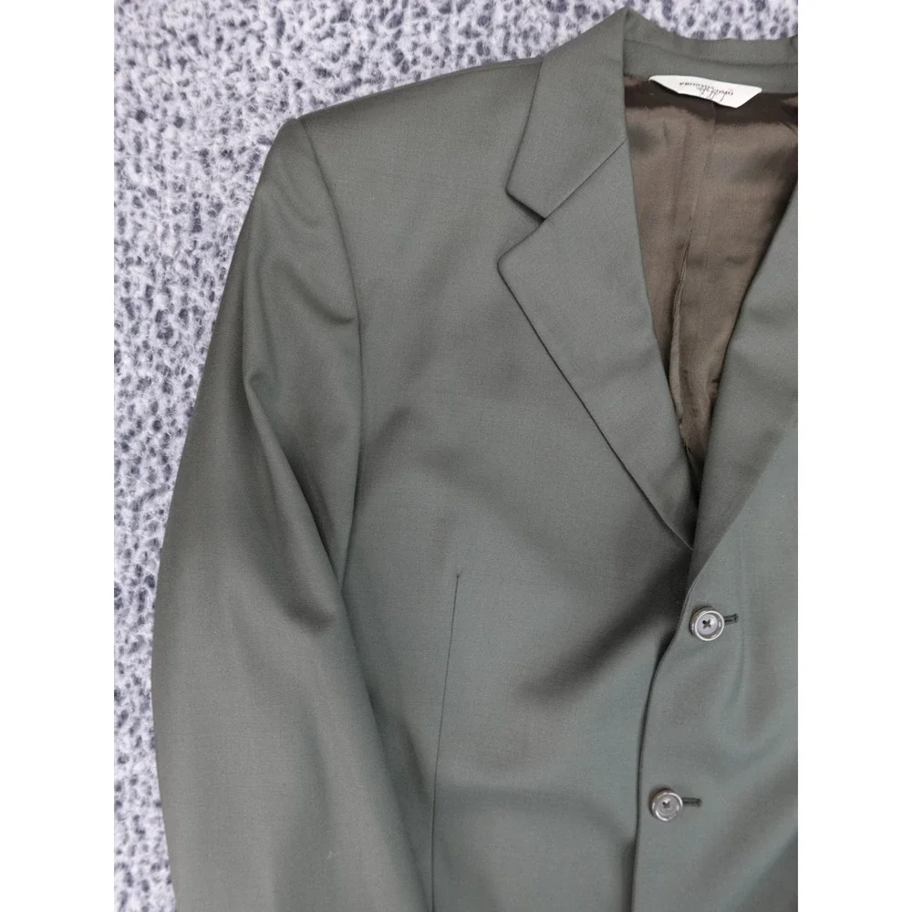 Pronto Uomo Blazer Mens 42L Olive Green Three Button‎ Wool Blend Sport Coat